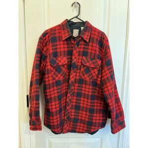 Vintage 90s Outdoor Exchange Flannel Shacket Jacket Mens Large Plaid Quilted Red